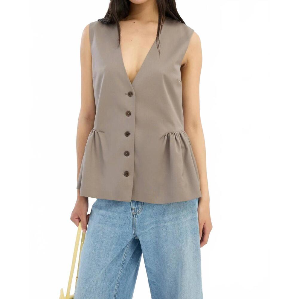 NEW ROTATE peplum waistcoat in beige